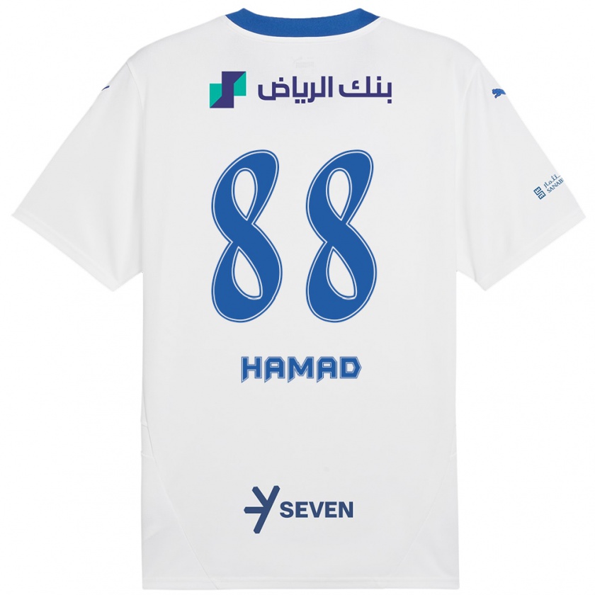 Kandiny Bambino Maglia Hamad Al-Yami #88 Bianco Blu Kit Gara Away 2024/25 Maglietta