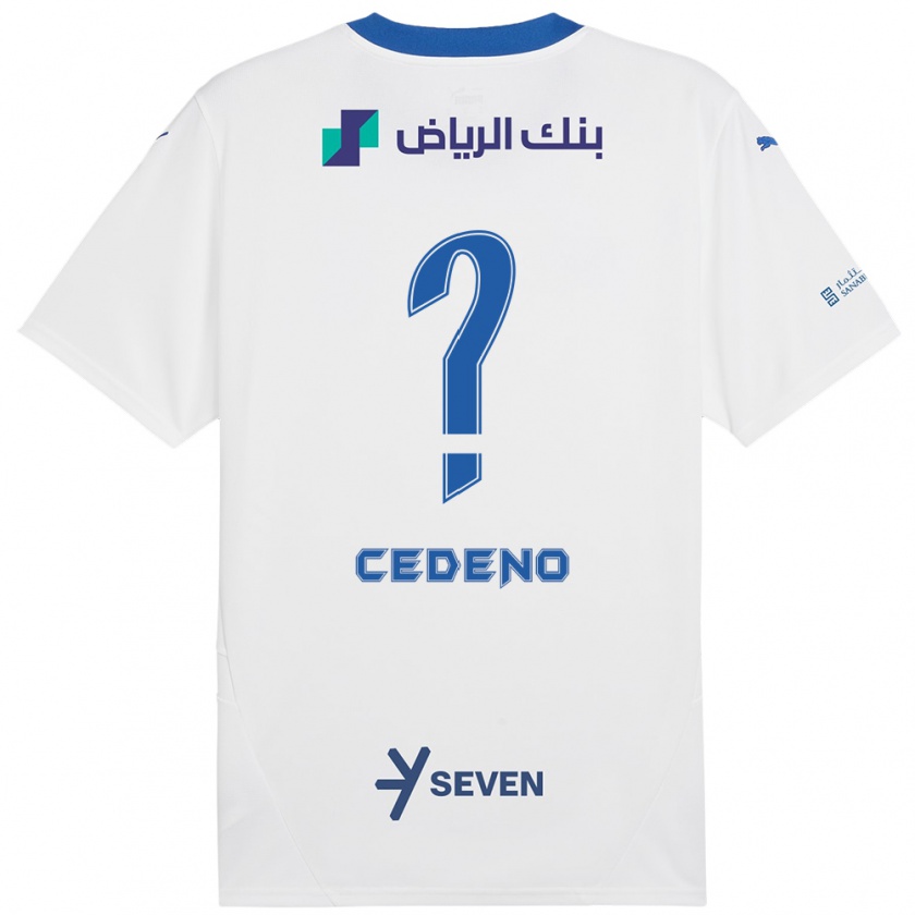 Kandiny Niño Camiseta Lineth Cedeño #0 Blanco Azul 2ª Equipación 2024/25 La Camisa