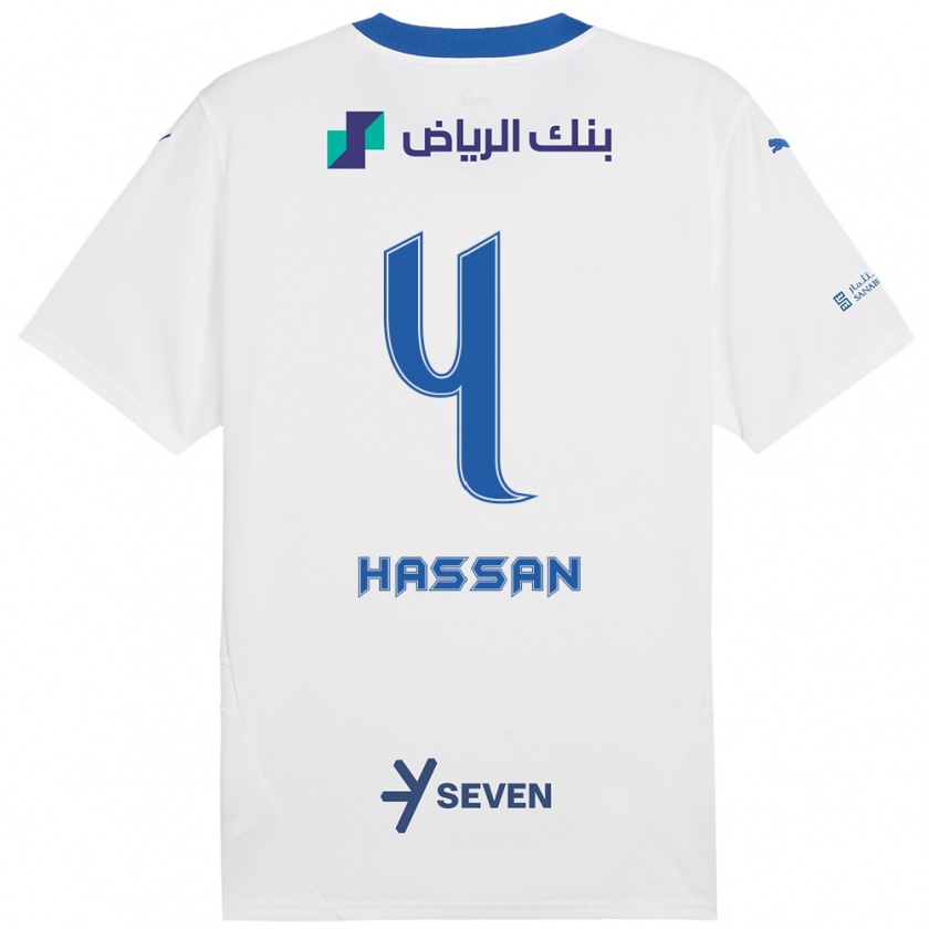 Kandiny Niño Camiseta Eman Hassan #4 Blanco Azul 2ª Equipación 2024/25 La Camisa