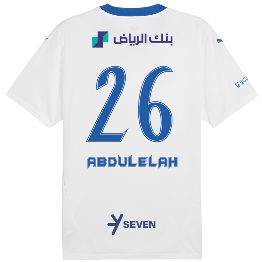 Kandiny Bambino Maglia Abdulelah Al-Malki #26 Bianco Blu Kit Gara Away 2024/25 Maglietta