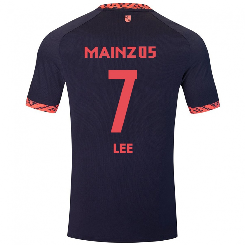 Kandiny Bambino Maglia Jae-Sung Lee #7 Blu Corallo Rosso Kit Gara Away 2024/25 Maglietta