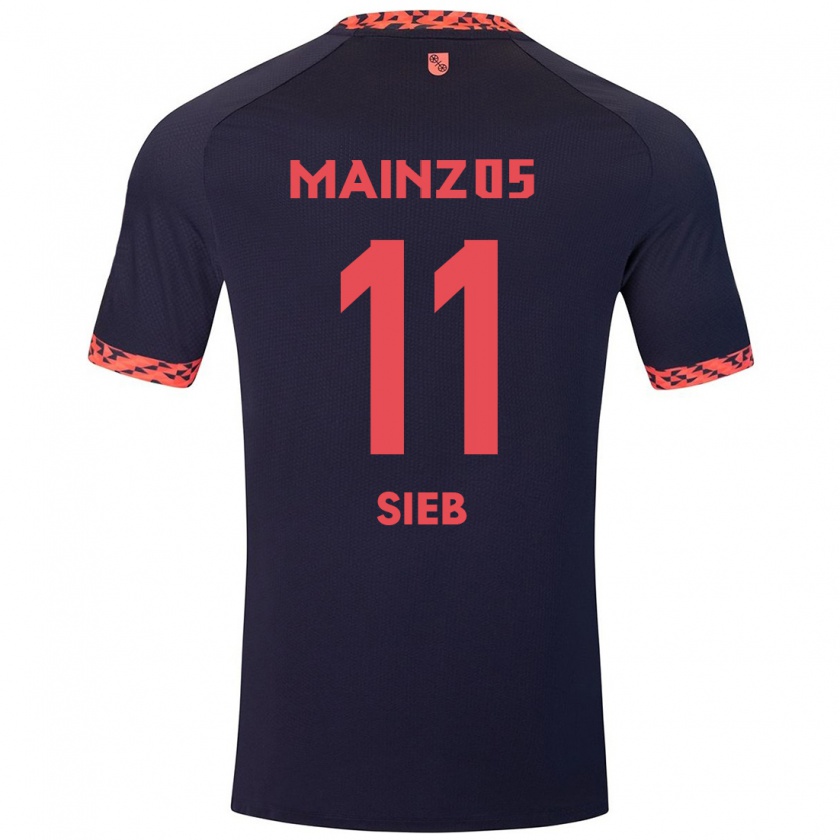 Kandiny Bambino Maglia Armindo Sieb #11 Blu Corallo Rosso Kit Gara Away 2024/25 Maglietta