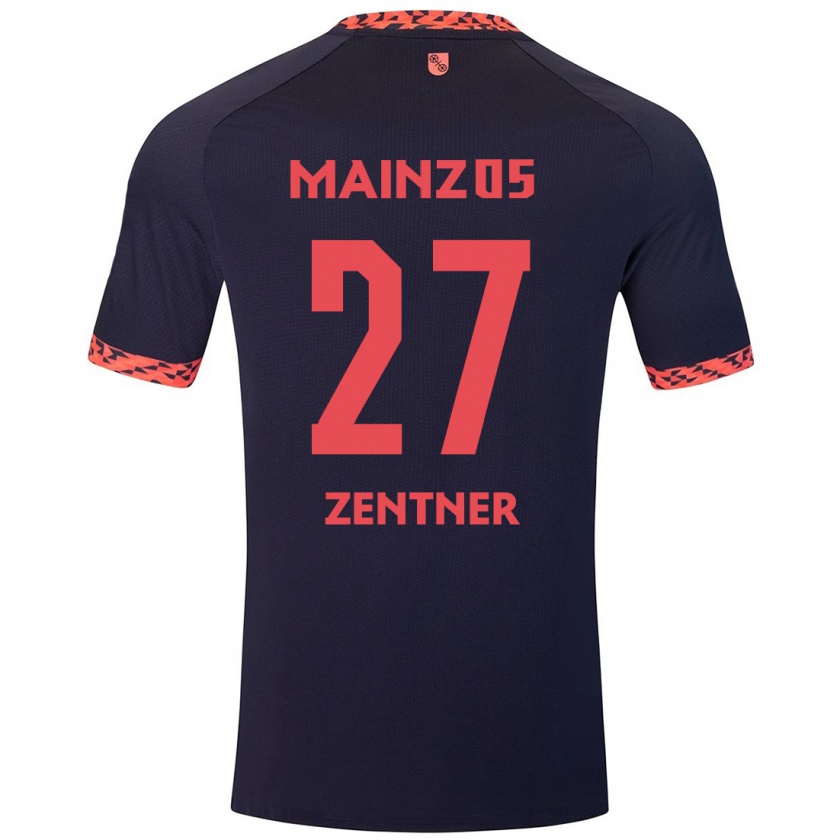 Kandiny Bambino Maglia Robin Zentner #27 Blu Corallo Rosso Kit Gara Away 2024/25 Maglietta