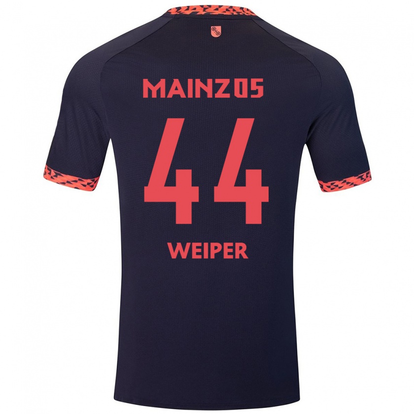 Kandiny Bambino Maglia Nelson Weiper #44 Blu Corallo Rosso Kit Gara Away 2024/25 Maglietta