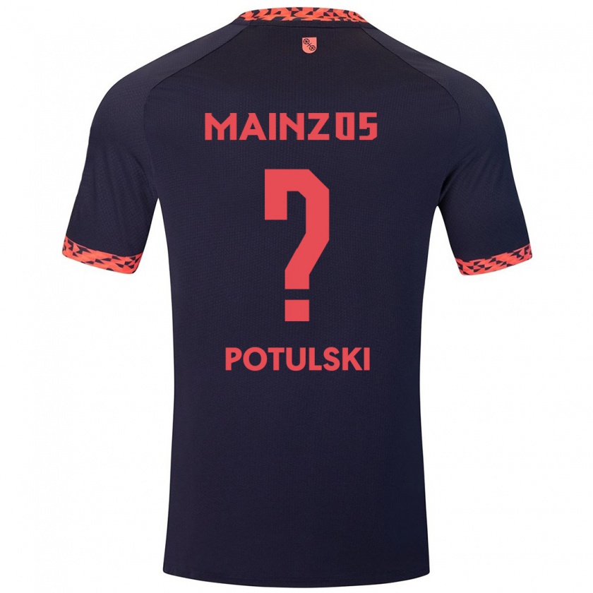 Kandiny Bambino Maglia Kacper Potulski #0 Blu Corallo Rosso Kit Gara Away 2024/25 Maglietta