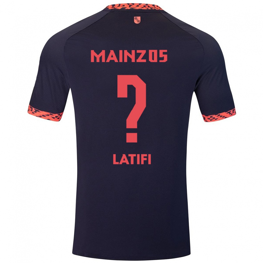 Kandiny Bambino Maglia Artan Latifi #0 Blu Corallo Rosso Kit Gara Away 2024/25 Maglietta