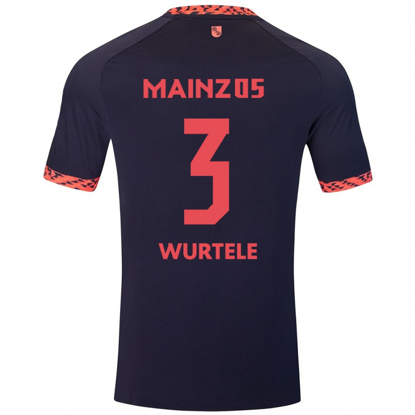 Kandiny Bambino Maglia Fabienne Würtele #3 Blu Corallo Rosso Kit Gara Away 2024/25 Maglietta