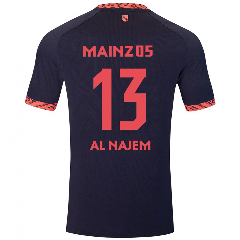 Kandiny Bambino Maglia Salma Al Najem #13 Blu Corallo Rosso Kit Gara Away 2024/25 Maglietta