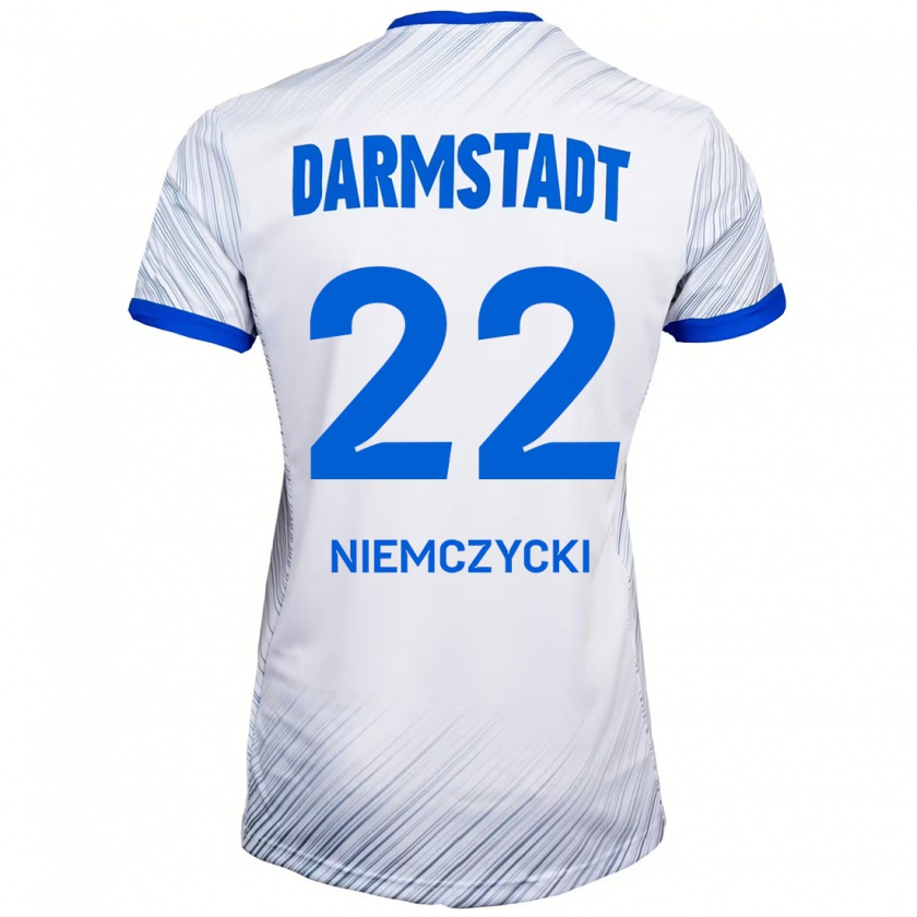 Kandiny Niño Camiseta Karol Niemczycki #22 Blanco Azul 2ª Equipación 2024/25 La Camisa