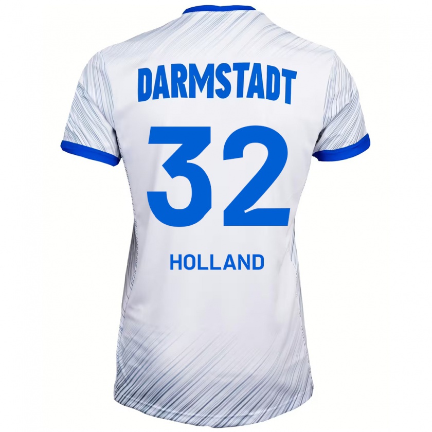 Kandiny Bambino Maglia Fabian Holland #32 Bianco Blu Kit Gara Away 2024/25 Maglietta