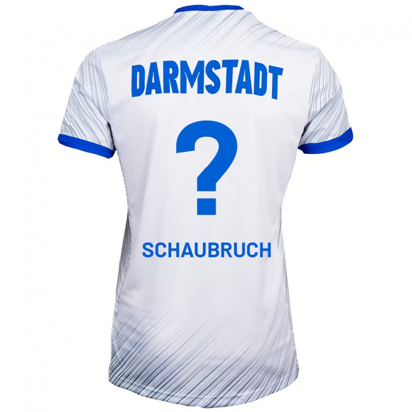 Kandiny Bambino Maglia Julian Schaubruch #0 Bianco Blu Kit Gara Away 2024/25 Maglietta