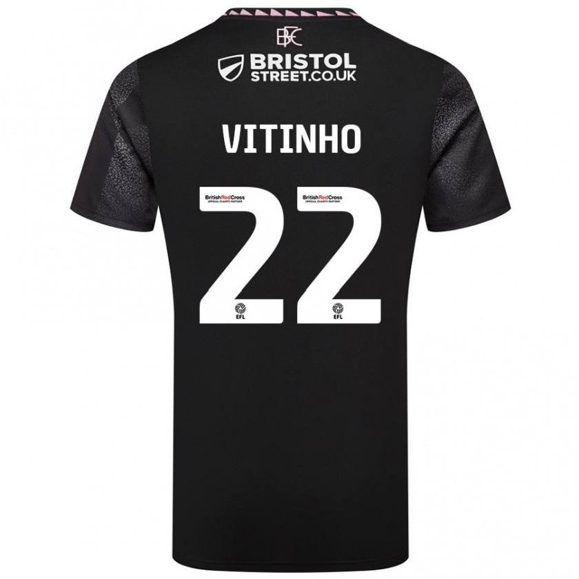 Kandiny Bambino Maglia Vitinho #22 Nero Kit Gara Away 2024/25 Maglietta