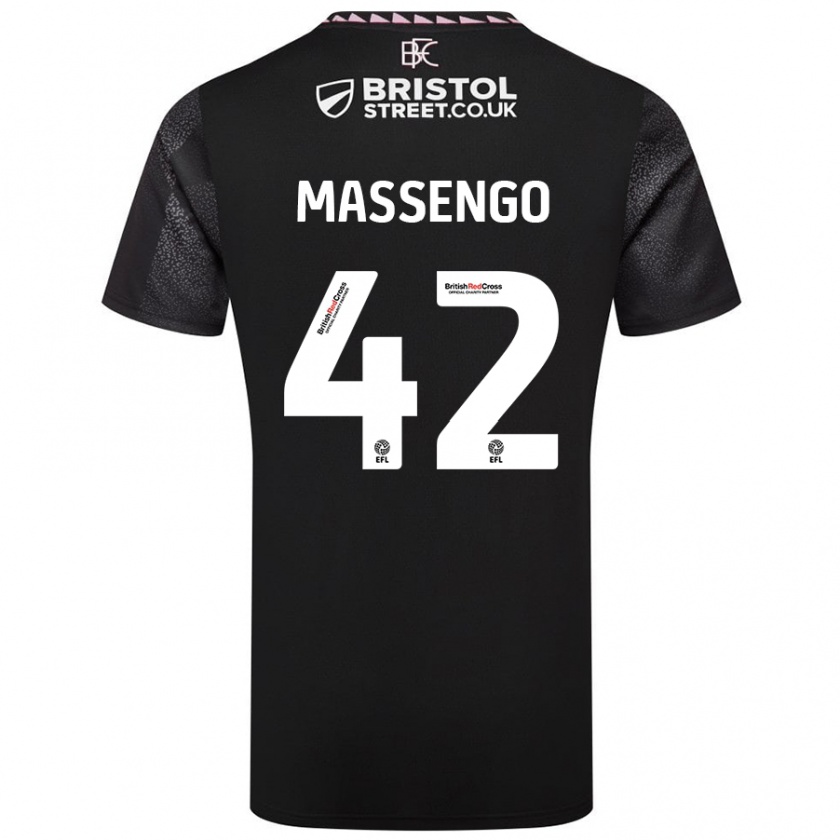 Kandiny Niño Camiseta Han-Noah Massengo #42 Negro 2ª Equipación 2024/25 La Camisa México