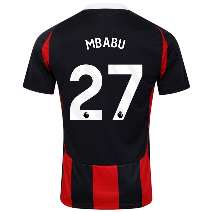 Kandiny Niño Camiseta Kevin Mbabu #27 Negro Rojo 2ª Equipación 2024/25 La Camisa