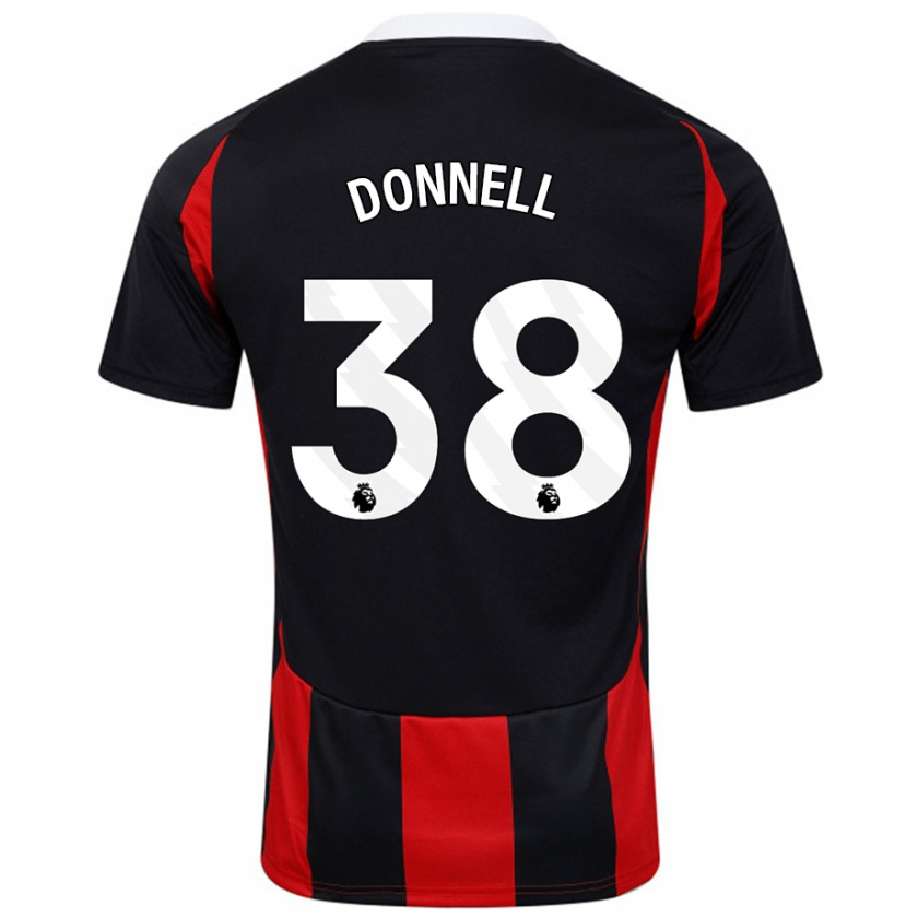 Kandiny Niño Camiseta Chris Donnell #38 Negro Rojo 2ª Equipación 2024/25 La Camisa