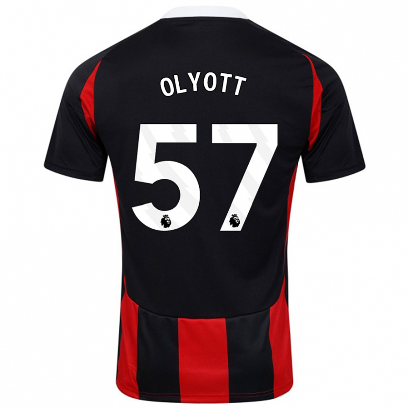 Kandiny Niño Camiseta Tom Olyott #57 Negro Rojo 2ª Equipación 2024/25 La Camisa