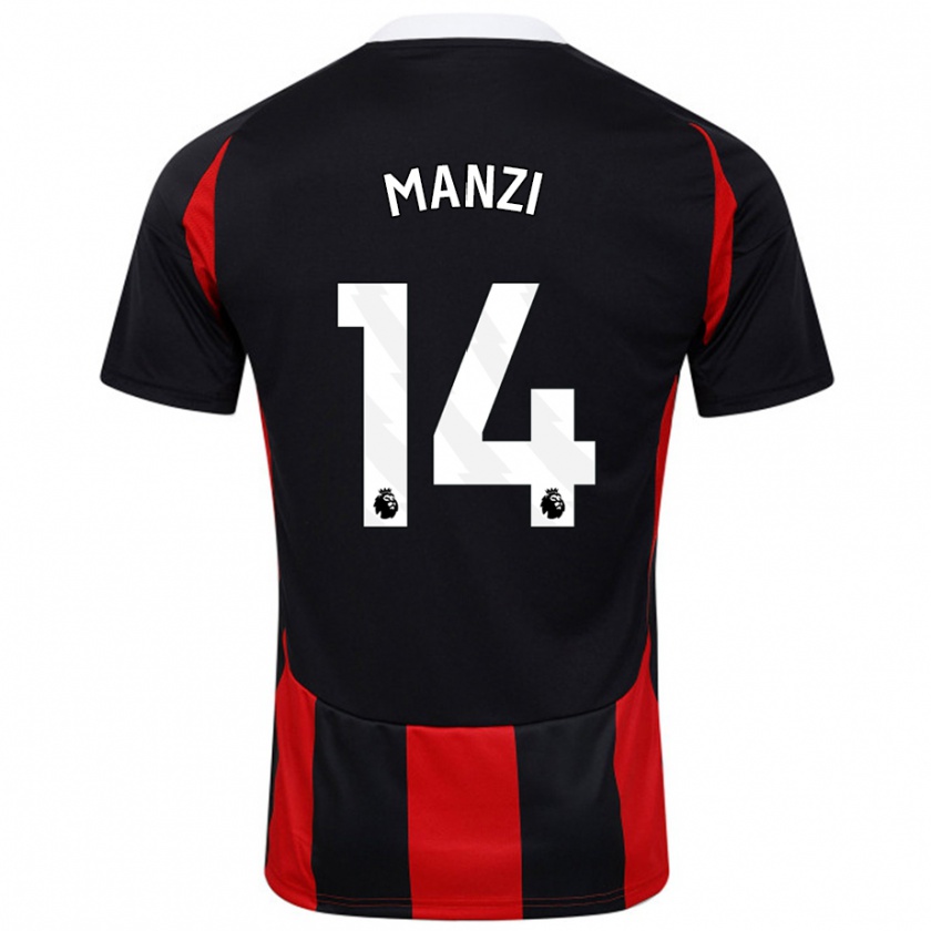 Kandiny Niño Camiseta Sophie Manzi #14 Negro Rojo 2ª Equipación 2024/25 La Camisa