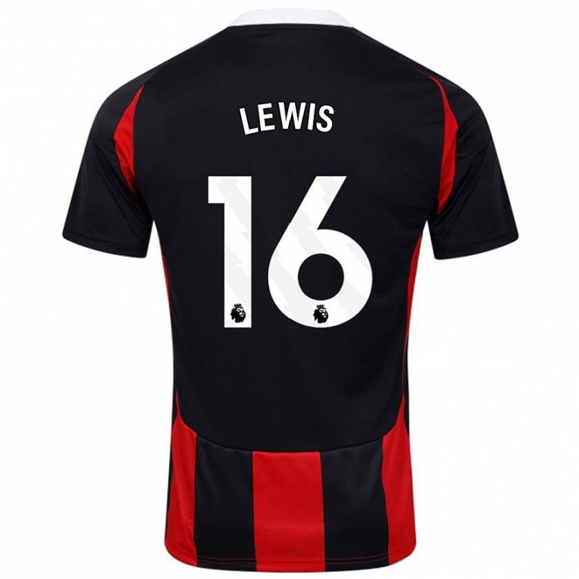 Kandiny Niño Camiseta Milla Lewis #16 Negro Rojo 2ª Equipación 2024/25 La Camisa