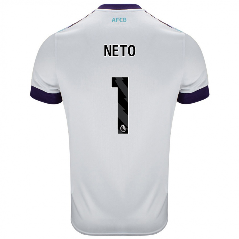 Kandiny Bambino Maglia Neto #1 Bianco Verde Viola Kit Gara Away 2024/25 Maglietta