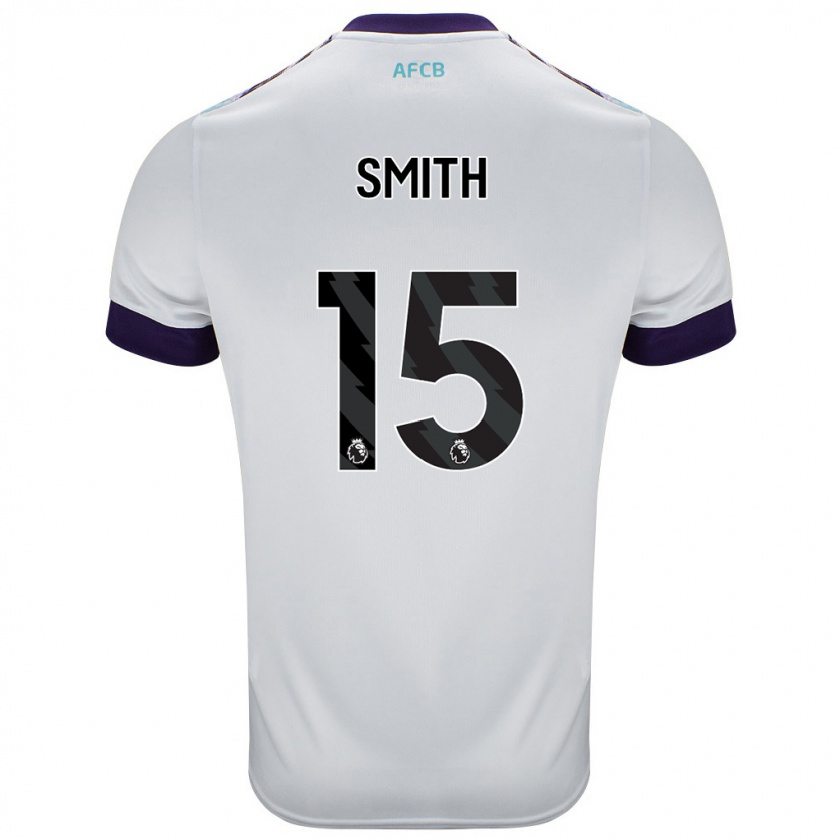 Kandiny Bambino Maglia Adam Smith #15 Bianco Verde Viola Kit Gara Away 2024/25 Maglietta