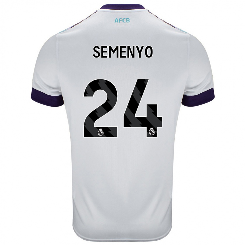 Kandiny Niño Camiseta Antoine Semenyo #24 Blanco Verde Púrpura 2ª Equipación 2024/25 La Camisa