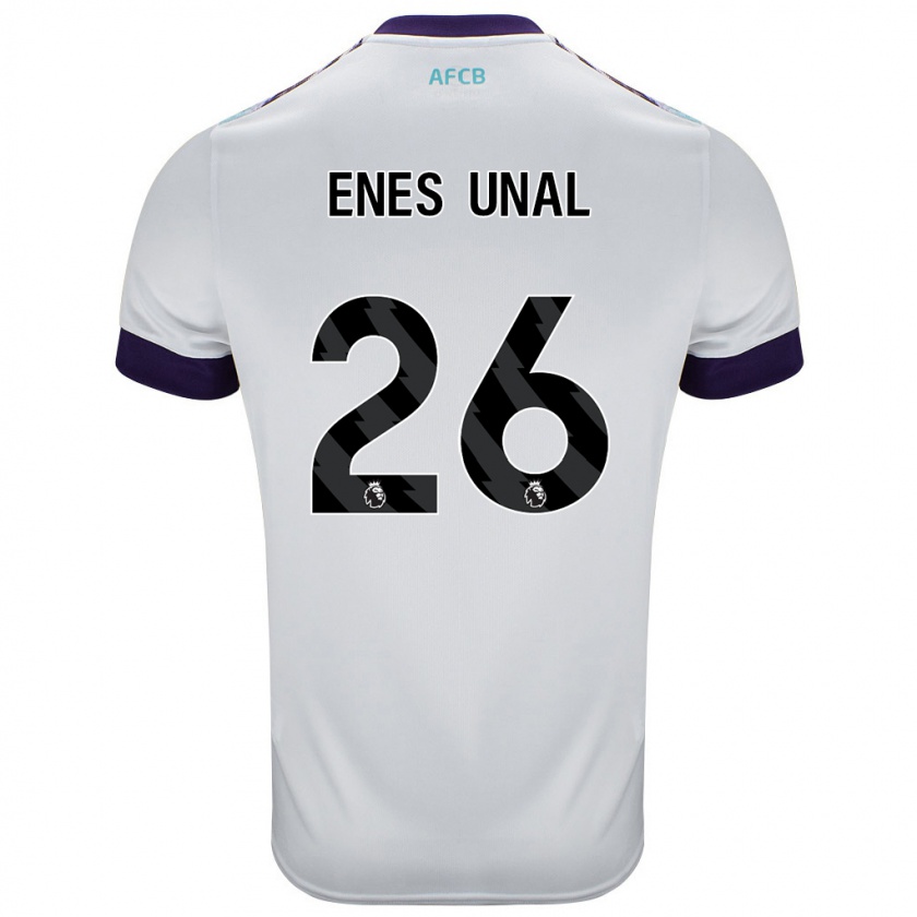 Kandiny Barn Enes Ünal #26 Vit Grön Lila Bortatröja Matchtröjor 2024/25 Tröjor T-Tröja