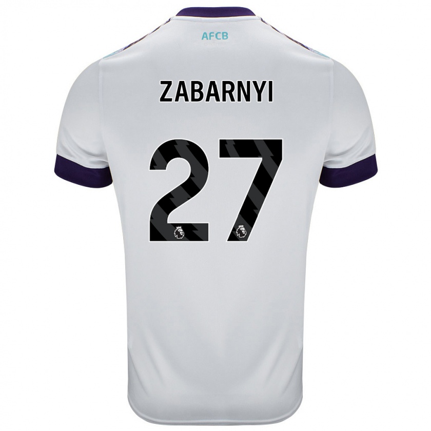 Kandiny Niño Camiseta Ilya Zabarnyi #27 Blanco Verde Púrpura 2ª Equipación 2024/25 La Camisa