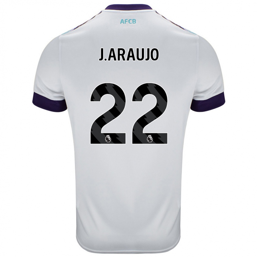 Kandiny Niño Camiseta Julián Araujo #28 Blanco Verde Púrpura 2ª Equipación 2024/25 La Camisa