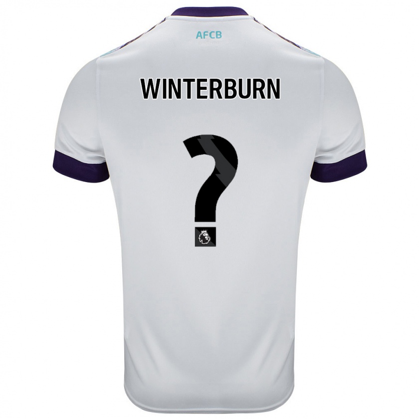 Kandiny Bambino Maglia Ben Winterburn #0 Bianco Verde Viola Kit Gara Away 2024/25 Maglietta