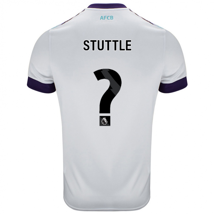 Kandiny Niño Camiseta Jonny Stuttle #0 Blanco Verde Púrpura 2ª Equipación 2024/25 La Camisa