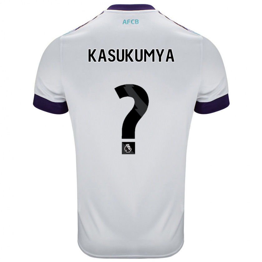 Kandiny Bambino Maglia Kashanga Kasukumya #0 Bianco Verde Viola Kit Gara Away 2024/25 Maglietta