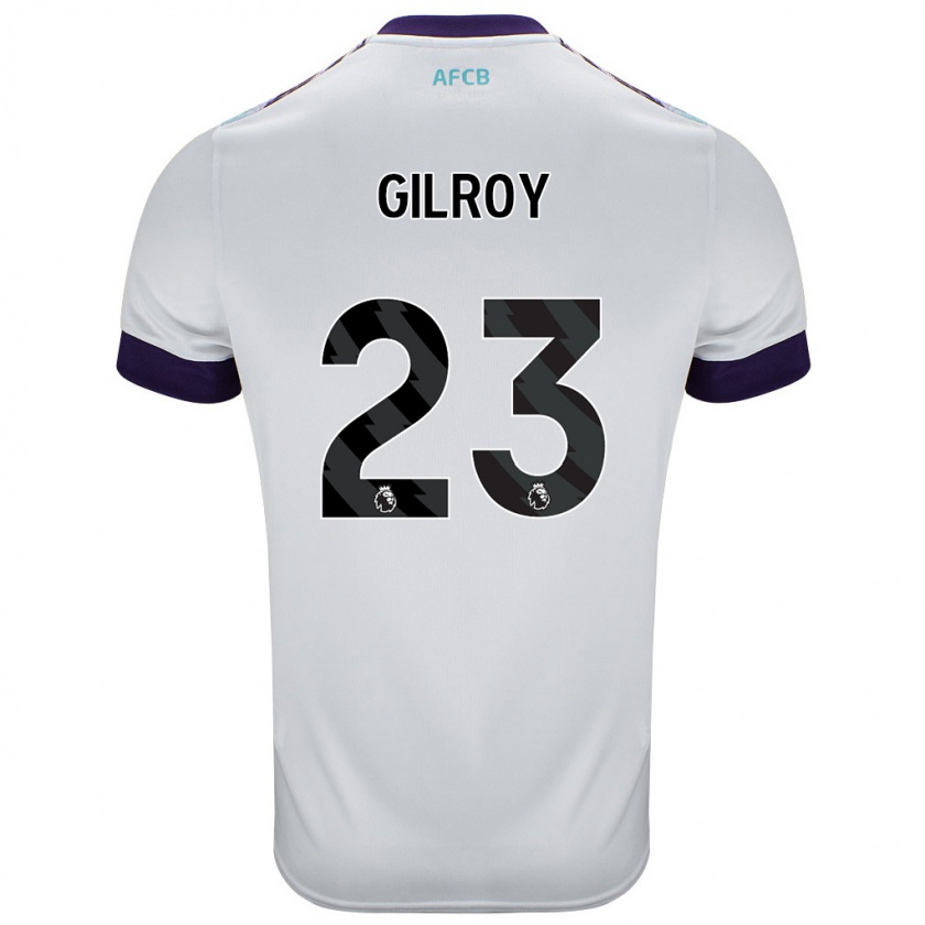 Kandiny Niño Camiseta Chloe Gilroy #23 Blanco Verde Púrpura 2ª Equipación 2024/25 La Camisa