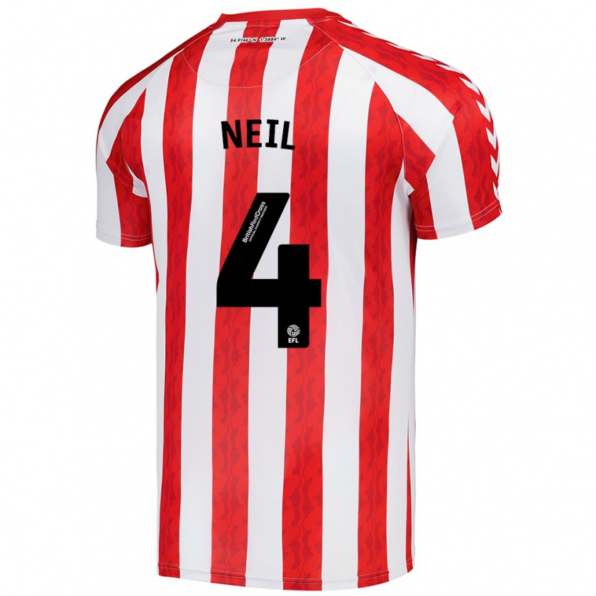 Kandiny Uomo Maglia Dan Neil #4 Rosso Bianco Kit Gara Home 2024/25 Maglietta