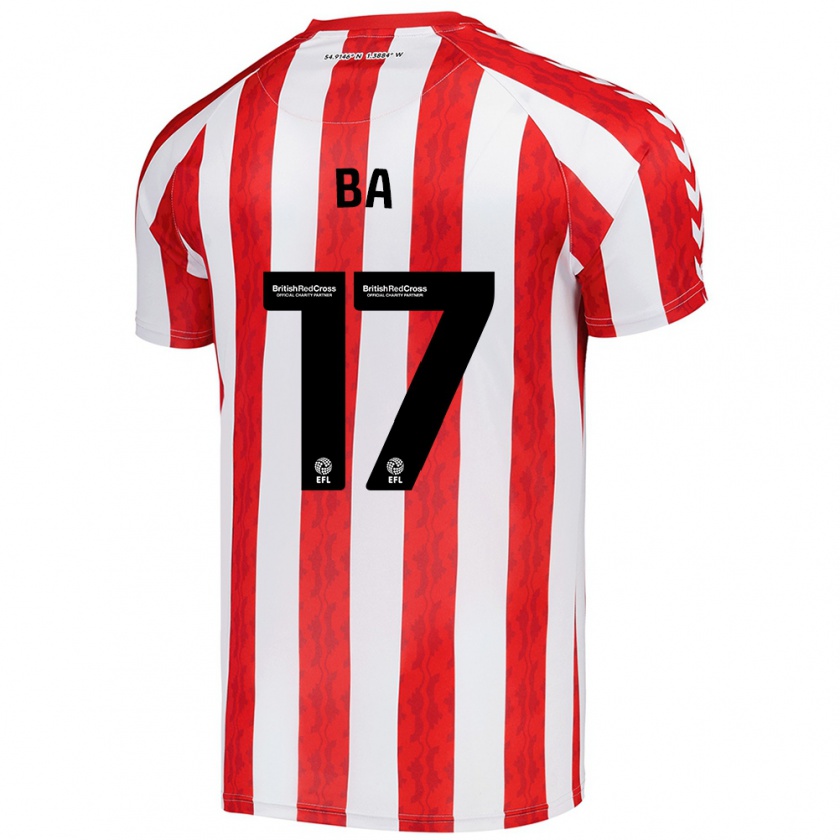 Kandiny Hombre Camiseta Abdoullah Ba #17 Rojo Blanco 1ª Equipación 2024/25 La Camisa