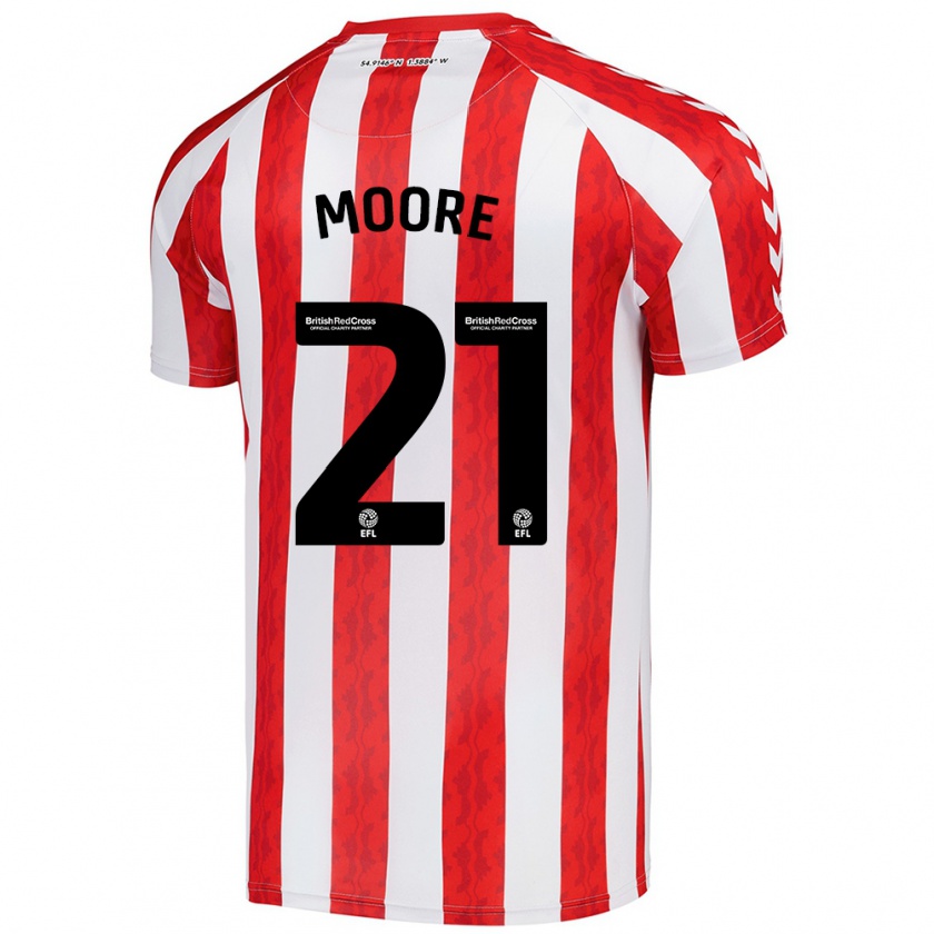 Kandiny Hombre Camiseta Simon Moore #21 Rojo Blanco 1ª Equipación 2024/25 La Camisa