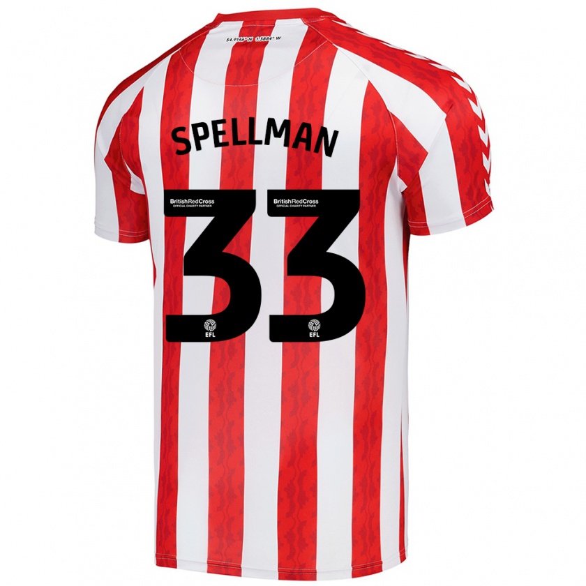 Kandiny Hombre Camiseta Michael Spellman #33 Rojo Blanco 1ª Equipación 2024/25 La Camisa