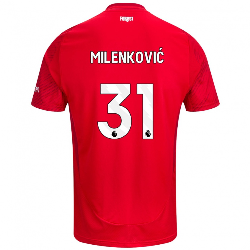 Kandiny Heren Nikola Milenković #31 Rood Wit Thuisshirt Thuistenue 2024/25 T-Shirt