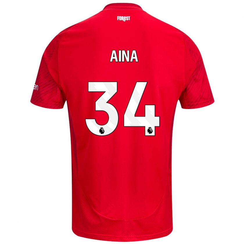 Kandiny Heren Ola Aina #34 Rood Wit Thuisshirt Thuistenue 2024/25 T-Shirt