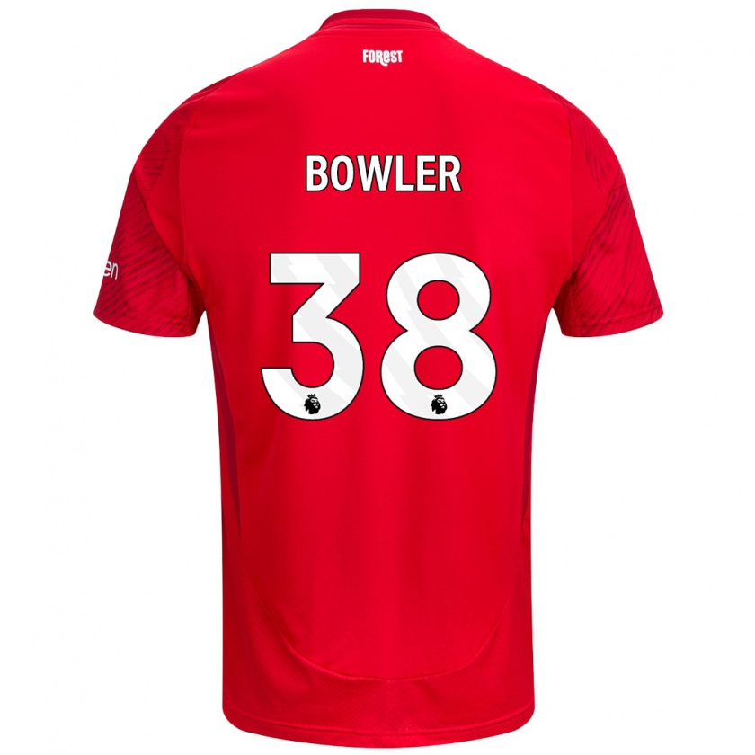 Kandiny Heren Josh Bowler #38 Rood Wit Thuisshirt Thuistenue 2024/25 T-Shirt