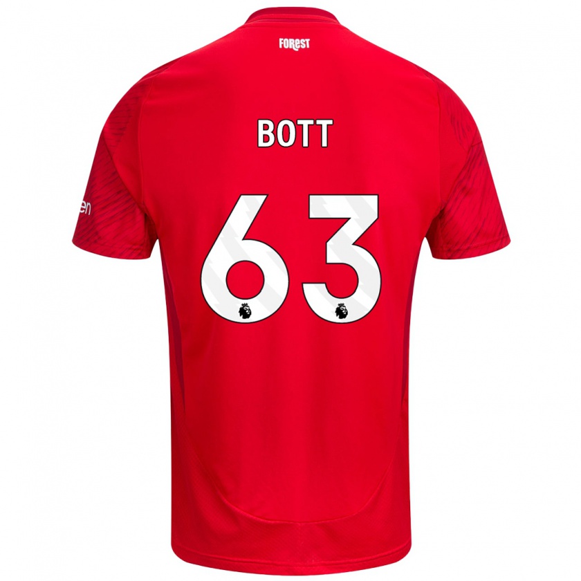 Kandiny Uomo Maglia Aaron Bott #63 Rosso Bianco Kit Gara Home 2024/25 Maglietta