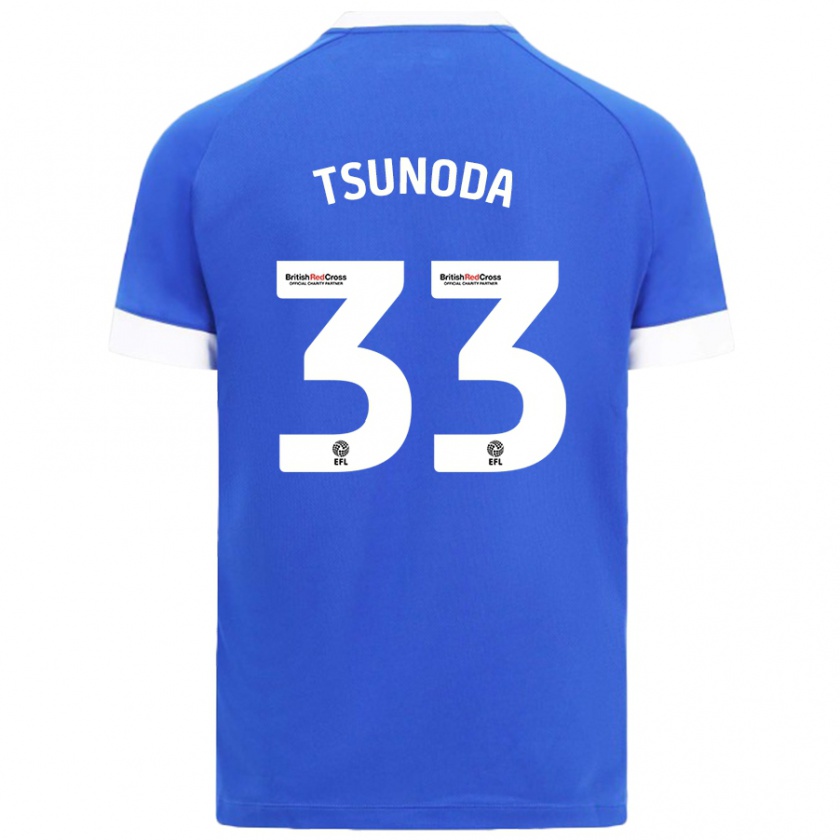 Kandiny Heren Ryotaro Tsunoda #33 Hemelsblauw Thuisshirt Thuistenue 2024/25 T-Shirt