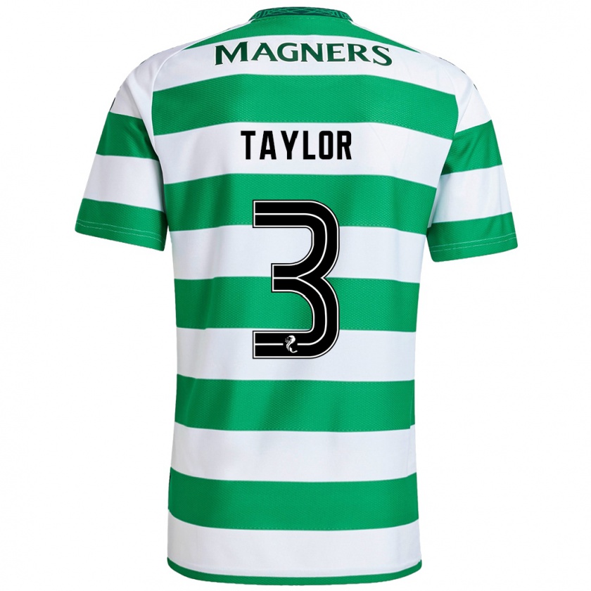 Kandiny Uomo Maglia Greg Taylor #3 Verde Bianco Kit Gara Home 2024/25 Maglietta