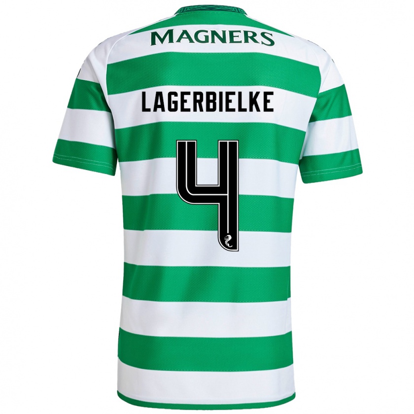 Kandiny Uomo Maglia Gustaf Lagerbielke #4 Verde Bianco Kit Gara Home 2024/25 Maglietta