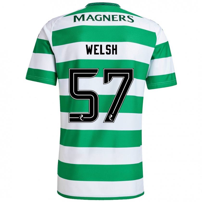 Kandiny Hombre Camiseta Stephen Welsh #57 Verde Blanco 1ª Equipación 2024/25 La Camisa México