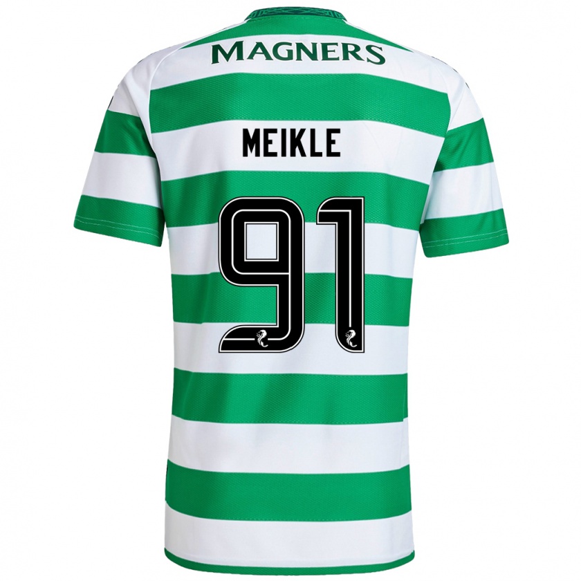 Kandiny Hombre Camiseta Jamie Meikle #91 Verde Blanco 1ª Equipación 2024/25 La Camisa México