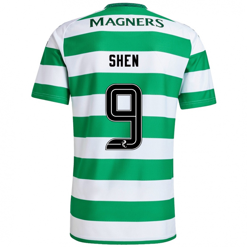 Kandiny Uomo Maglia Shen Mengyu #9 Verde Bianco Kit Gara Home 2024/25 Maglietta