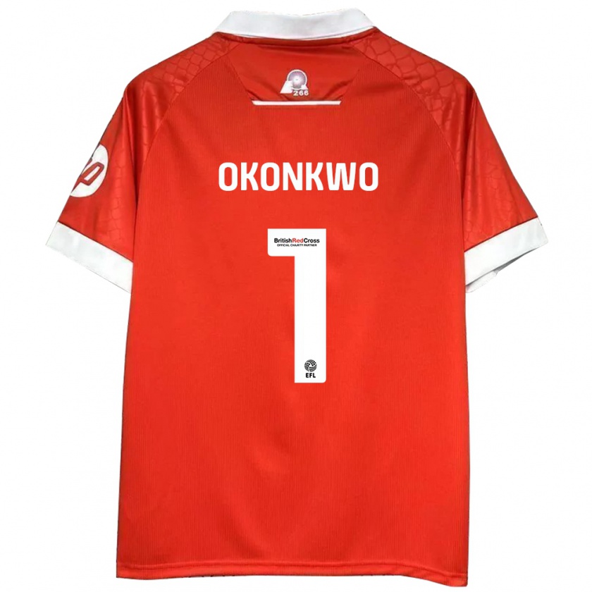 Kandiny Heren Arthur Okonkwo #1 Rood Wit Thuisshirt Thuistenue 2024/25 T-Shirt