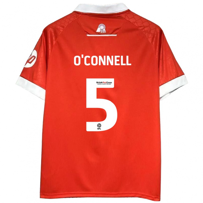 Kandiny Hombre Camiseta Eoghan O'connell #5 Rojo Blanco 1ª Equipación 2024/25 La Camisa