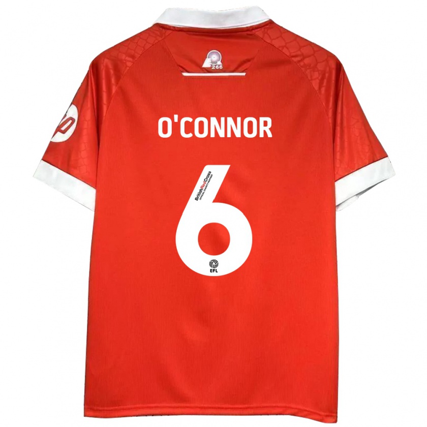 Kandiny Hombre Camiseta Thomas O'connor #6 Rojo Blanco 1ª Equipación 2024/25 La Camisa