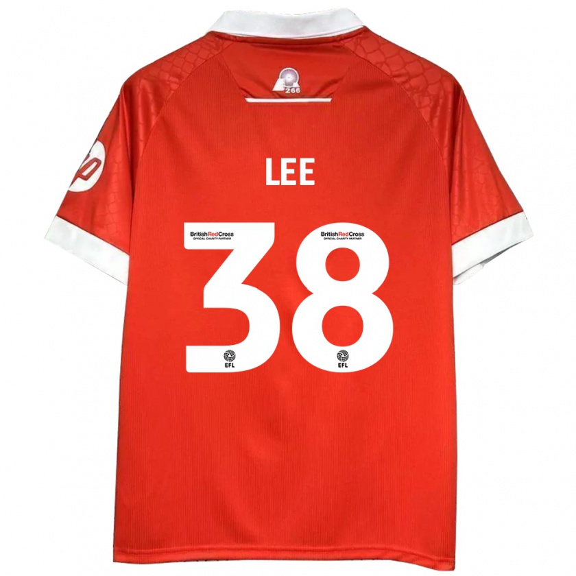 Kandiny Uomo Maglia Elliot Lee #38 Rosso Bianco Kit Gara Home 2024/25 Maglietta